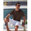 image:imageCOOFANDY Mens Polo Shirts Short Sleeve V Neck Knit Shirts for Men Casual Old Money Clothes Mens Golf ShirtBrown