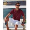 image:imageCOOFANDY Mens Polo Shirts Short Sleeve V Neck Knit Shirts for Men Casual Old Money Clothes Mens Golf ShirtDark Red