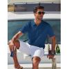 image:imageCOOFANDY Mens Polo Shirts Short Sleeve V Neck Knit Shirts for Men Casual Old Money Clothes Mens Golf ShirtLake Blue