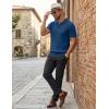 image:imageCOOFANDY Mens Polo Shirts Short Sleeve V Neck Knit Shirts for Men Casual Old Money Clothes Mens Golf ShirtLake Blue