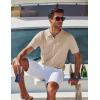 image:imageCOOFANDY Mens Polo Shirts Short Sleeve V Neck Knit Shirts for Men Casual Old Money Clothes Mens Golf ShirtLight Khaki