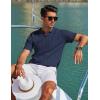 image:imageCOOFANDY Mens Polo Shirts Short Sleeve V Neck Knit Shirts for Men Casual Old Money Clothes Mens Golf ShirtNavy Blue