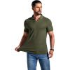 image:imageCOOFANDY Mens Ribbed Polo Shirts Short Sleeve V Neck Slim Fit Polo TShirt Casual Summer Collared Golf ShirtArmy Green