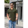 image:imageCOOFANDY Mens Ribbed Polo Shirts Short Sleeve V Neck Slim Fit Polo TShirt Casual Summer Collared Golf ShirtArmy Green