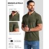 image:imageCOOFANDY Mens Ribbed Polo Shirts Short Sleeve V Neck Slim Fit Polo TShirt Casual Summer Collared Golf ShirtArmy Green
