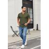 image:imageCOOFANDY Mens Ribbed Polo Shirts Short Sleeve V Neck Slim Fit Polo TShirt Casual Summer Collared Golf ShirtArmy Green