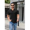 image:imageCOOFANDY Mens Ribbed Polo Shirts Short Sleeve V Neck Slim Fit Polo TShirt Casual Summer Collared Golf ShirtBlack