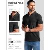 image:imageCOOFANDY Mens Ribbed Polo Shirts Short Sleeve V Neck Slim Fit Polo TShirt Casual Summer Collared Golf ShirtBlack