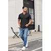 image:imageCOOFANDY Mens Ribbed Polo Shirts Short Sleeve V Neck Slim Fit Polo TShirt Casual Summer Collared Golf ShirtBlack