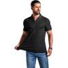 image:imageCOOFANDY Mens Ribbed Polo Shirts Short Sleeve V Neck Slim Fit Polo TShirt Casual Summer Collared Golf ShirtBlack