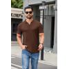 image:imageCOOFANDY Mens Ribbed Polo Shirts Short Sleeve V Neck Slim Fit Polo TShirt Casual Summer Collared Golf ShirtBrown