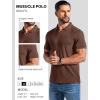 image:imageCOOFANDY Mens Ribbed Polo Shirts Short Sleeve V Neck Slim Fit Polo TShirt Casual Summer Collared Golf ShirtBrown