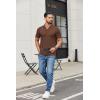 image:imageCOOFANDY Mens Ribbed Polo Shirts Short Sleeve V Neck Slim Fit Polo TShirt Casual Summer Collared Golf ShirtBrown