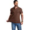 image:imageCOOFANDY Mens Ribbed Polo Shirts Short Sleeve V Neck Slim Fit Polo TShirt Casual Summer Collared Golf ShirtBrown