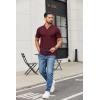 image:imageCOOFANDY Mens Ribbed Polo Shirts Short Sleeve V Neck Slim Fit Polo TShirt Casual Summer Collared Golf ShirtDark Red