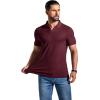 image:imageCOOFANDY Mens Ribbed Polo Shirts Short Sleeve V Neck Slim Fit Polo TShirt Casual Summer Collared Golf ShirtDark Red