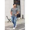 image:imageCOOFANDY Mens Ribbed Polo Shirts Short Sleeve V Neck Slim Fit Polo TShirt Casual Summer Collared Golf ShirtGray