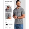 image:imageCOOFANDY Mens Ribbed Polo Shirts Short Sleeve V Neck Slim Fit Polo TShirt Casual Summer Collared Golf ShirtGray