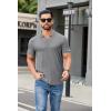 image:imageCOOFANDY Mens Ribbed Polo Shirts Short Sleeve V Neck Slim Fit Polo TShirt Casual Summer Collared Golf ShirtGray