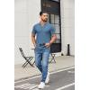 image:imageCOOFANDY Mens Ribbed Polo Shirts Short Sleeve V Neck Slim Fit Polo TShirt Casual Summer Collared Golf ShirtGray Blue