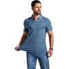 image:imageCOOFANDY Mens Ribbed Polo Shirts Short Sleeve V Neck Slim Fit Polo TShirt Casual Summer Collared Golf ShirtGray Blue