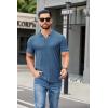 image:imageCOOFANDY Mens Ribbed Polo Shirts Short Sleeve V Neck Slim Fit Polo TShirt Casual Summer Collared Golf ShirtGray Blue
