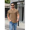 image:imageCOOFANDY Mens Ribbed Polo Shirts Short Sleeve V Neck Slim Fit Polo TShirt Casual Summer Collared Golf ShirtKhaki