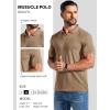 image:imageCOOFANDY Mens Ribbed Polo Shirts Short Sleeve V Neck Slim Fit Polo TShirt Casual Summer Collared Golf ShirtKhaki
