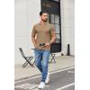 image:imageCOOFANDY Mens Ribbed Polo Shirts Short Sleeve V Neck Slim Fit Polo TShirt Casual Summer Collared Golf ShirtKhaki