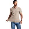 image:imageCOOFANDY Mens Ribbed Polo Shirts Short Sleeve V Neck Slim Fit Polo TShirt Casual Summer Collared Golf ShirtLight Khaki