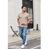 image:imageCOOFANDY Mens Ribbed Polo Shirts Short Sleeve V Neck Slim Fit Polo TShirt Casual Summer Collared Golf ShirtLight Khaki