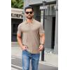 image:imageCOOFANDY Mens Ribbed Polo Shirts Short Sleeve V Neck Slim Fit Polo TShirt Casual Summer Collared Golf ShirtLight Khaki