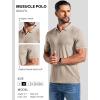 image:imageCOOFANDY Mens Ribbed Polo Shirts Short Sleeve V Neck Slim Fit Polo TShirt Casual Summer Collared Golf ShirtLight Khaki
