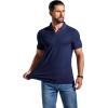 image:imageCOOFANDY Mens Ribbed Polo Shirts Short Sleeve V Neck Slim Fit Polo TShirt Casual Summer Collared Golf ShirtNavy Blue