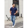 image:imageCOOFANDY Mens Ribbed Polo Shirts Short Sleeve V Neck Slim Fit Polo TShirt Casual Summer Collared Golf ShirtNavy Blue