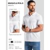 image:imageCOOFANDY Mens Ribbed Polo Shirts Short Sleeve V Neck Slim Fit Polo TShirt Casual Summer Collared Golf ShirtWhite