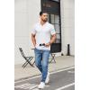 image:imageCOOFANDY Mens Ribbed Polo Shirts Short Sleeve V Neck Slim Fit Polo TShirt Casual Summer Collared Golf ShirtWhite