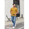image:imageCOOFANDY Mens Ribbed Polo Shirts Short Sleeve V Neck Slim Fit Polo TShirt Casual Summer Collared Golf ShirtYellow