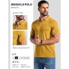 image:imageCOOFANDY Mens Ribbed Polo Shirts Short Sleeve V Neck Slim Fit Polo TShirt Casual Summer Collared Golf ShirtYellow