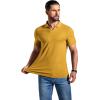 image:imageCOOFANDY Mens Ribbed Polo Shirts Short Sleeve V Neck Slim Fit Polo TShirt Casual Summer Collared Golf ShirtYellow