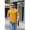 image:imageCOOFANDY Mens Ribbed Polo Shirts Short Sleeve V Neck Slim Fit Polo TShirt Casual Summer Collared Golf ShirtYellow