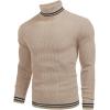 image:imageCOOFANDY Mens Ribbed Slim Fit Knitted Pullover Casual Turtleneck SweaterKhaki 2