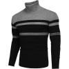 image:imageCOOFANDY Mens Ribbed Slim Fit Knitted Pullover Casual Turtleneck SweaterStripedgrey  Black