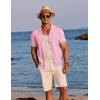 image:imageCOOFANDY Mens Short Sleeve Knit Shirt Casual Button Down Shirt Vintage Striped Knitted Golf Beach TopsCoral Pink