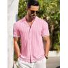image:imageCOOFANDY Mens Short Sleeve Knit Shirt Casual Button Down Shirt Vintage Striped Knitted Golf Beach TopsCoral Pink