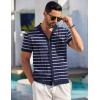 image:imageCOOFANDY Mens Short Sleeve Knit Shirt Casual Button Down Shirt Vintage Striped Knitted Golf Beach TopsTz377