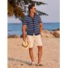 image:imageCOOFANDY Mens Short Sleeve Knit Shirt Casual Button Down Shirt Vintage Striped Knitted Golf Beach TopsTz377