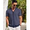 image:imageCOOFANDY Mens Short Sleeve Knit Shirt Casual Button Down Shirt Vintage Striped Knitted Golf Beach TopsTz377