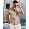 image:imageCOOFANDY Mens Short Sleeve Knit Shirt Casual Button Down Shirt Vintage Striped Knitted Golf Beach TopsTz389