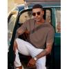 image:imageCOOFANDY Mens TShirt Short Sleeve Crew Neck Textured Shirts Classic Knit Pullover TeesBrown